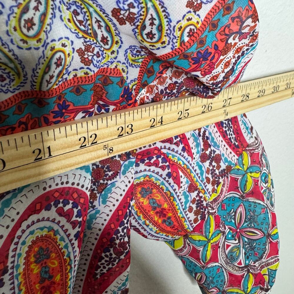 Anthropologie Fig and Flower Women’s Blouse 1X Multicolor Paisley Floral Boho - Picture 2 of 8